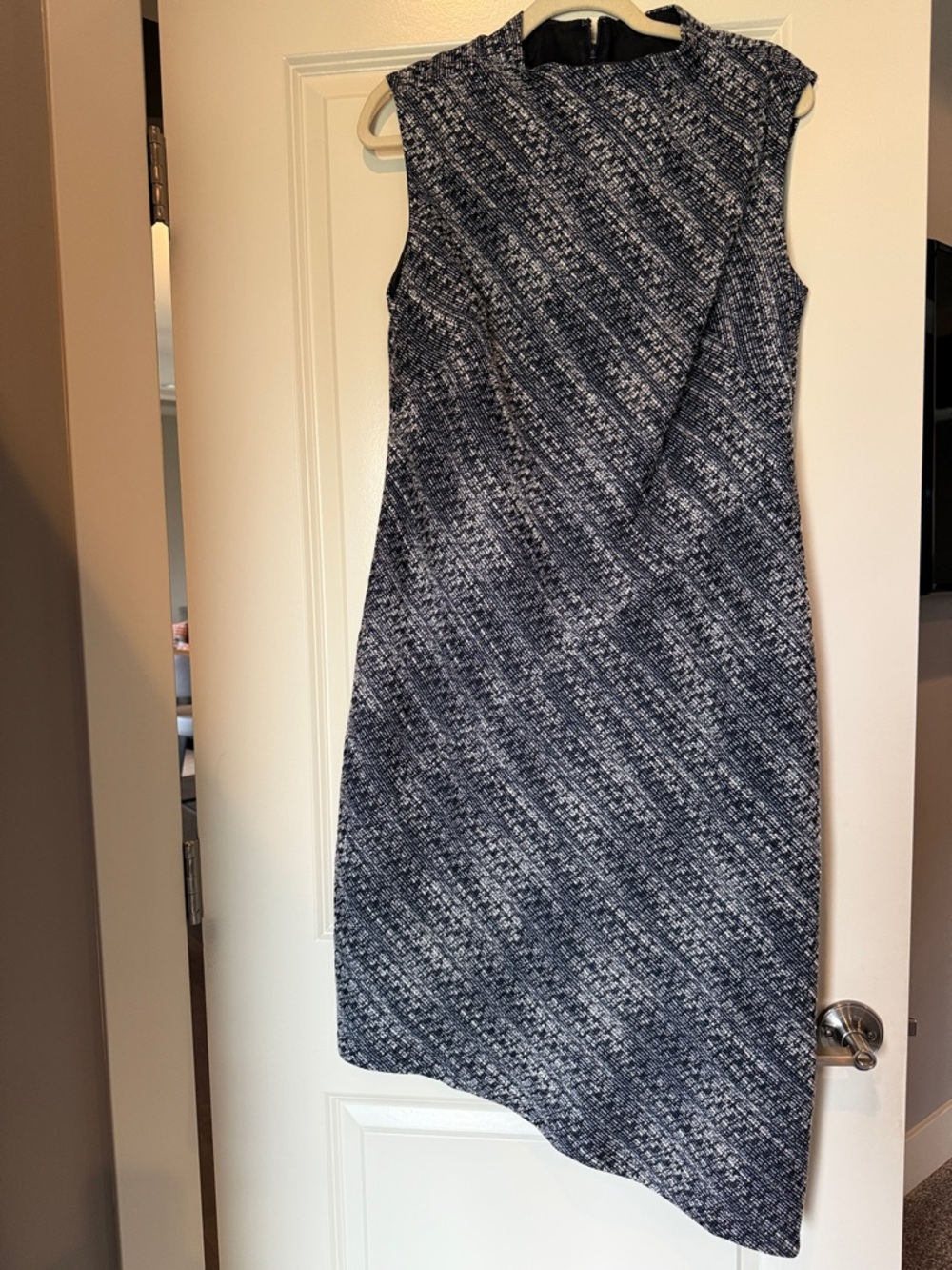 Banana Republic Black and White Asymmetrical Sheath Dress